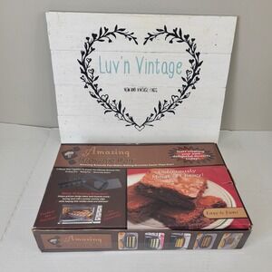 Amazing‎ Brownie Pan Makes 18 Brownies Evenly Nonstick 3-Piece Baking Pan New